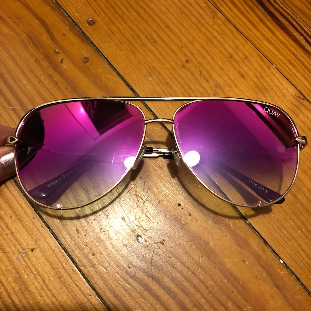 Quay Australia 56mm High Key Aviators Pink/Gold Sunglasses